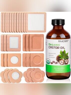 Castor Oil Pack Set w/ Organic Castor Oil, 32PCS Wellness Wrap Kit